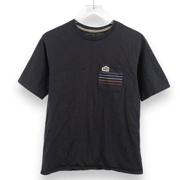 Patagonia Mens Line Logo Ridge Stripe Organic Pocket T-Shirt S Crew Short Sleeve - Picture 1 of 8